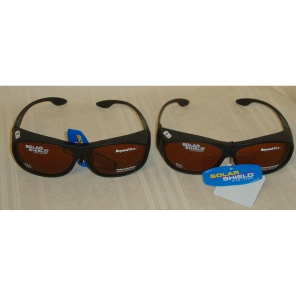 Solar Shield Beyond Blue Fits Over Sunglasses  #25302 Size M/L Lot of 2 Glasses - Picture 2 of 9